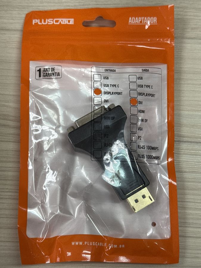 Adaptador Displayport x DVI ADP-DPDVI10BK Plus Cable