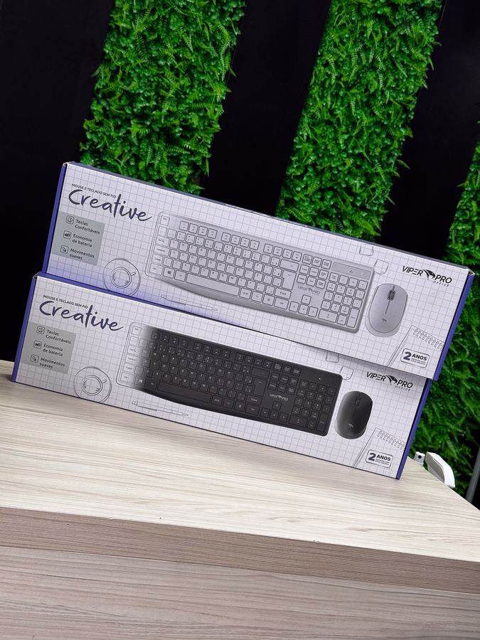 KIT TECLADO E MOUSE SEM FIO CREATIVE VO204 BRANCO