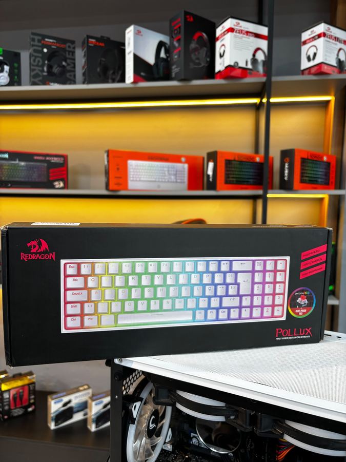 TECLADO MECANICO GAMER REDRAGON POLLUX RGB SWITCH RED NKEYS ABNT2 BRANCO K628RGBW PTRED