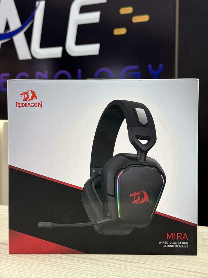 HEADSET GAMER SEM FIO REDRAGON MIRA 71 BLUETOOTH E 24GHZ RGB PRETO H868
