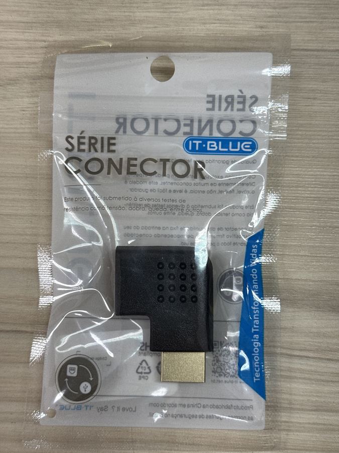 Adaptador L HDMI Macho x HDMI Femea Esquerda LE-5552 It Blue - Preto