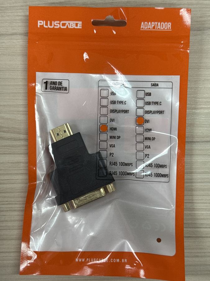 Adaptador HDMI x DVI ADP-HDMIDVI10BK Plus Cable