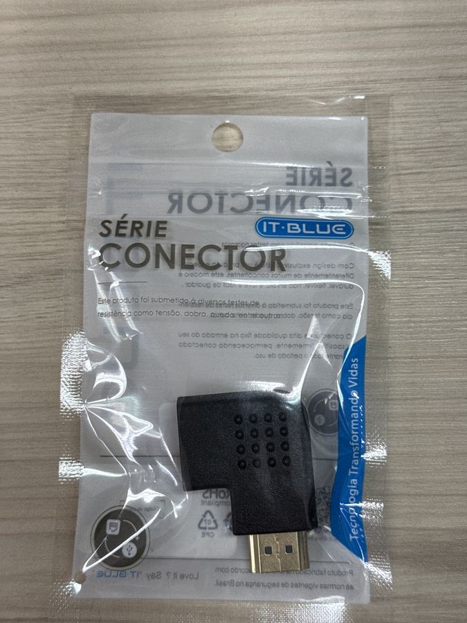 Adaptador L HDMI Macho x HDMI Femea Direita LE-5551 It Blue - Preto