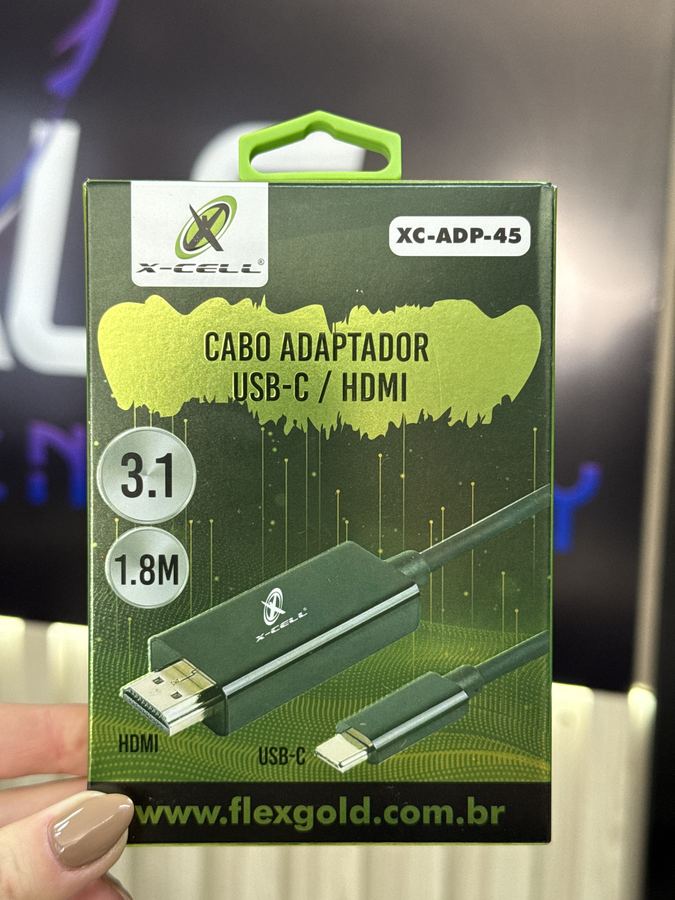 Cabo Adaptador Tipo C x HDMI 1,8m XC-ADP-45 X-Cell