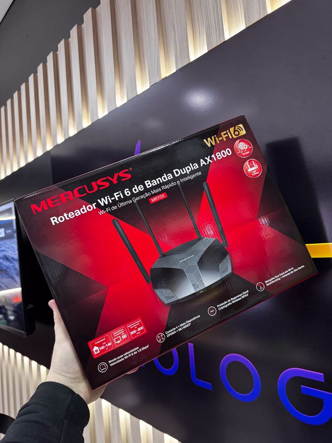 ROTEADOR MERCUSYS MR70X WI-FI 6 1800MBPS GIGABIT MMC0002 PRETO BIVOLT