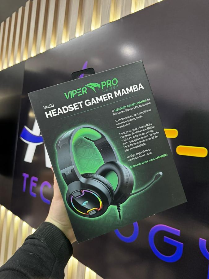 HEADSET GAMER VIPER PRO RGB MAMBA 403 PRETO/VERDE