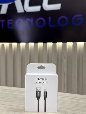1HORA CABO DE DADOS USB PARA LIGHTNING 1M 2.4A ALUMINIO TRANCADO - UNIDADE - Preto