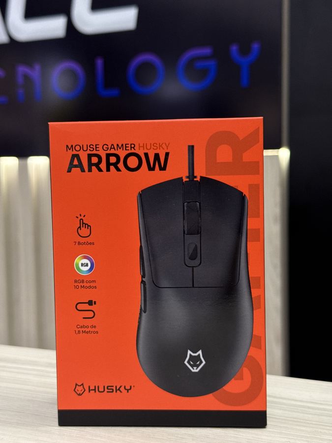 MOUSE GAMER HUSKY ARROW RGB 16000 DPI 7 BOTOES PRETO HMS300PT