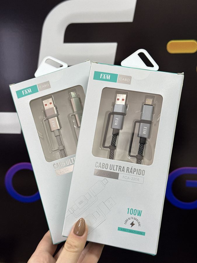 CABO USB / TIPO C / LIGHTNING 1,2M FCA-2205 100W FAM