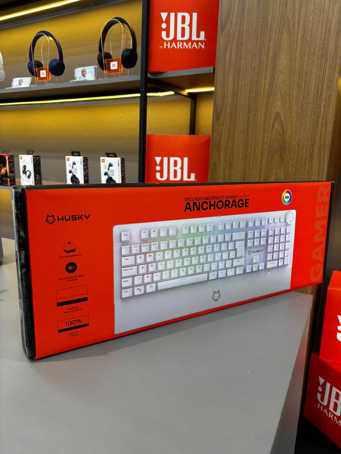 TECLADO MECANICO GAMER HUSKY ANCHORAGE FULL SIZE RGB SWITCH GATERON EF BROWN ABNT2 BRANCO HTG200BRMA