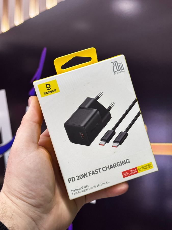 Kit Carregador Turbo GaN 20W USB-C p/ USB-C Fast Charger Mini - Baseus