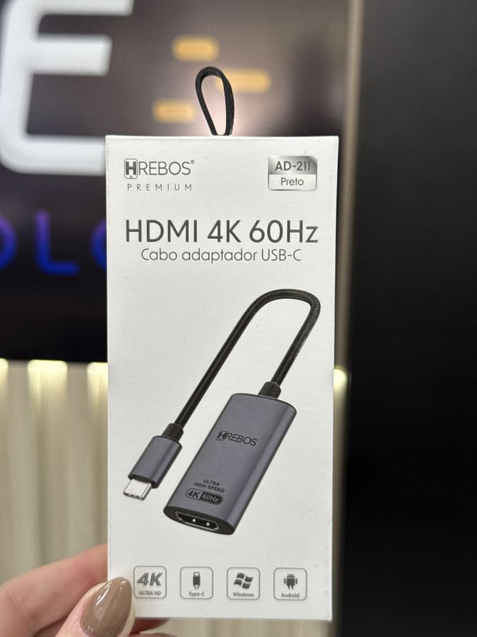 Adaptador USB-C para HDMI Femea 4K 60Hz - Hrebos - AD-211