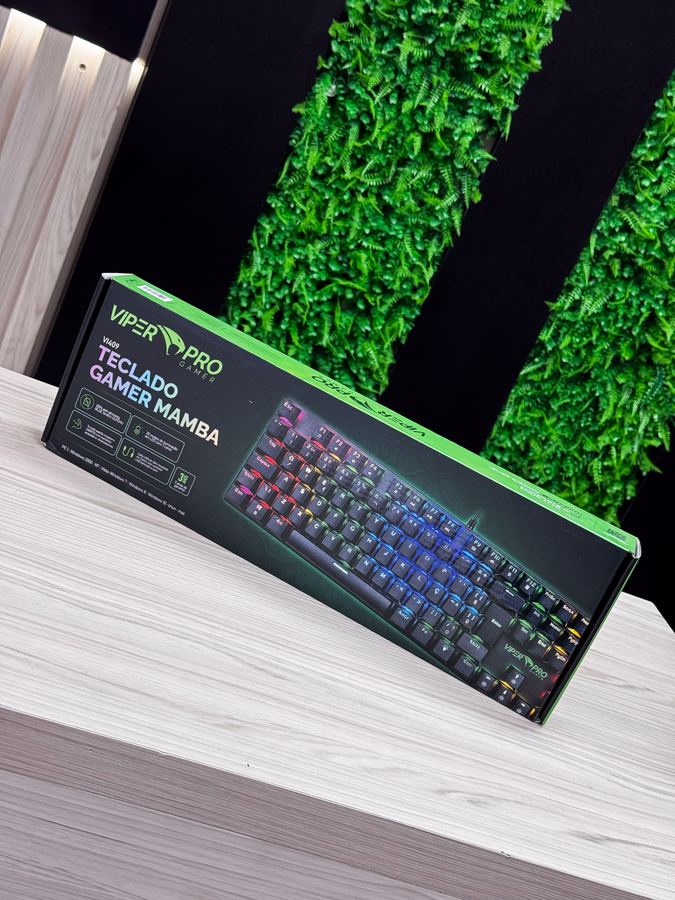 TECLADO GAMER VIPER PRO MECANICO BLUE SWITCH MAMBA 409 AZUL BIVOLT